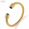 Bangle Fysara Luxo Trançado Charme Aberto Cuff Homens Mulheres Empilháveis Bangles Jóias Clássico Aço Inoxidável Vintage Pulseiras Ajustáveis 230828