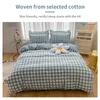Bedding sets 100% Cotton Green Plaid Set Nordic Bed Cover 90 Skin Friendly Duvetcover 2pcs Pillowcase No Sheet 230828