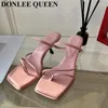 Slipare 2023 Summer Women Thin High Heels Sandal Female Flip Flops Brand Slipper French Elegant smala band Sandalia