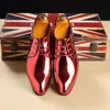 Kleid Schuhe Mode Trend Patent Leder Männer Hochzeit Gold Blau Rot Weiß Oxfords Designer Spitze Zehe Große Größe 3748 230829