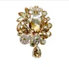 3 "plaqué or grand Champagne cristal strass Diamante luxe mariage mariée goutte broche femmes bijoux accessoire