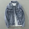 Men's Jackets Spring Autumn Retro Washed Cotton Denim Long Sleeve Hip Hop Streetwear Single Breasted Vintage Cowboy Jeans Jacket