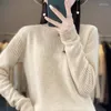 Suéter feminino suéter de lã merino outono inverno cashmere gola redonda pulôver solto moda coreana luxo malha top mulher