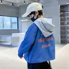 Ceketler Sahte İki Parçalı Tasarım Çocukları Katlar Kırıştırılmış Spor Kapşonlu Ceket Erkekler Gevşek Bahar Boş Zaman Dış Giyim Üstleri Gençler Trend Giysileri