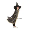 Barn Halloween Costumes Star Wizard Witch Cloak Cape Robe Hats med spetsig hatt cosplay Props Birthday Party Mardi Gras Accessory