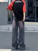 YIHANKE New Fashion Red Striped Baggy Jeans Y2K Pants Men Clothing Straight Vintage Hip Hop Denim Trousers Y2k Mens Jeans HKD230829