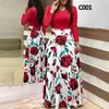 Basic Casual Dresses Xl Women's Spring And Autumn Print Stitching Floral Long Banquet Dress Tight Dress Elegant Sexy Woman Long Dress Summer 230829