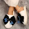 Fur Flower Women Bottom New Winter Thick Decoration Leopard Luxurious Indoor Baotou Cotton Warm Home Slippers T23 571