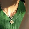 Designer Buccellati Pendant Luxury Top Palace style gold silver color matching green zirconium lace flower four leaf grass pendant women's Accessories Jewelry