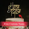 Other Event Party Supplies Personalized Cake Topper Acrylic Letter Cake Decoration Custom Name and Age Gold Mirror Happy Birthday Cake Decor For Wedding 230828