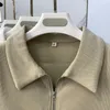 Suéter con cremallera y cuello tipo polo coreano para mujer, chaqueta cárdigan, Top corto de punto para mujer, camiseta informal elegante de manga larga, abrigo fino para mujer