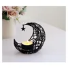 Candle Holders Moon Fragrance Candlestick Decoration Crafts Home Creative Hollow Metal