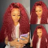 Deep Curly Human Hair Wigs 13x4 13x6 HD Deep Wave Lace Frontal Wigs Red 99J Ready To Go Deep Wave Wigs for Women