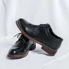 Dress Shoes Vintage British Men Casual Formal Leather Designer Wedding Loafers Brogue Pointed Toe Black