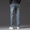 Männer Jeans Anti-diebstahl Zipper Design Vintage Blau Gerade Bein Herbst Tragen-beständig Elastische Stoff Cargo Denim Hosen männlichen