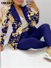 Dwuczęściowe spodnie damskie CM. Yaya Elegancki Ins Paisley Butterfly Suit i spodnie Dwa 2 -częściowe zestawy dla kobiet jesienne zimowe strój stroju 230829