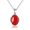 Pendentif Colliers Vintage vert rouge pierre déclaration collier pendentifs pour femmes gros bijoux boule cadeau de mariage forme ovale bijou fin