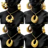 Bracelets de charme Aniid African Gold Bijoux Collier Set Mode Pendentif Plaqué Bijoux Géométrie Collier Boucles D'oreilles Pour Les Cadeaux De Fête De Fiançailles 230828