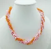 Charme tour de cou ! Collier de perles de corail baroques naturelles à 4 rangées, 19 pouces