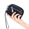 Large Capacity Women's Wallets Genuine Leather Short Coin Purse Leather Zipper Multi-function Card Bag with Wrist Strap