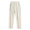 Pantalon homme printemps et automne cordon homme pantalon taille élastique tendance ample coton lin loisirs couleur unie pantalons de survêtement