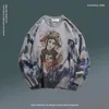 Herrtröjor Autumn Chinese Style tryckt färgad tröja tröja Löst retro National Peking Opera Topppar unisex jumpers streetwear 230828