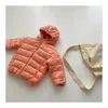 Casaco para baixo leve jaquetas finas para bebês meninas meninos outono inverno estilo coreano sólido quente zíper casacos com capuz crianças outerwear 2-6y