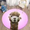 Divertente espressione alpaca tappeto rotondo tappetino in poliestere tappeto per animali domestici unicorno tappeto da soggiorno tappeto per bambini arredamento della camera HKD230829