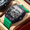 Wristwatches Men's Watch Silicone Band Tonneau Back Light Fashion Sports 3bar Waterproof Luxury Women's Reloj Hombre