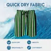 Pantaloncini da uomo Board Colorblock Stampa Simpatico costume da bagno Strisce verdi Pantaloni corti da spiaggia oversize sportivi ad asciugatura rapida da uomo