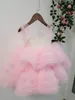 Robes de fille 1-12 ans enfants robe pour filles mariage perlé plume princesse fête Pageant robe formelle enfants adolescents