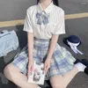 Ensembles de vêtements japonais Jk uniforme école Seifuku marin robe fille jupe à carreaux ensemble étudiant chemise à manches courtes vêtements plissés