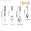 4-24PCS Luxury Wedding Silverware Set Silver Plated Dinnerware Dinner Knife Fork Spoon TESSPOON RETRO CESTLYCHERY KÖK TABLEWARE Q230829