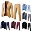 Męskie garnitury 1 zestaw stylowy kombinezon formalny drobnoziarniste skórne kurtka spodnie Pure Kolor jeden przycisk