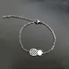 Charm Bracelets Vintage Cute Pineapple Fruit Bracelet Wrist Stainless Steel Adjustable Chain Women Kids Dainty Gifts BFF Jewelry