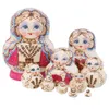 Dolls 10pc ustawiaj rosyjskie lalki Matryoshka gniazdująca zabawka malowane drzewa drewno 230829