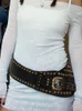 Bälten Weekeep Punk Style Asymmetric Belt Chic Rivet Stitched Leather Belt for Women Gothic Streetwear Pu Waistband Harajuku Aesthetic 230829