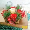 Portacandele Porta ghirlanda di Natale sulla bacca rossa Pigna dorata Candeliere Ornamento da tavola per la festa di nozze