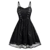 Casual Dresses Women Dress Gothic Black Plus Size Halloween Lace Mesh Patchwork Sleeveless Camisole Party Elegant