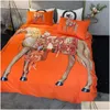 Set di biancheria da letto 2022 Arancione Er 4 pezzi Veet Queen Trapunte da letto Federe di lusso King Size Lenzuolo Decorazione della casa Consegna di goccia Giardino T Dhkle