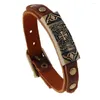 Länk armband vintage läder smycken grossist cross design armband mäns justerbara klockbälte brun