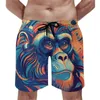Pantaloncini da uomo Board Monkey Hawaii Costume da bagno Astrazione Illustrazione Maschi Quick Dry Sport Pantaloni corti da spiaggia di alta qualità Plus Size