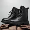 Botas outono couro para homens plataforma preta moda tornozelo allmatch mens tênis casuais 230829