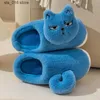 Slippers 2022 New Cute Expression Cat Plush Fur Slippers Shoes for Women Autumn Winter Slippers Indoor Home Slippers Cotton Slippers T230828