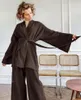 Kvinnors sömnkläder japanska kimono kostym 2023 Spring Long Sleeved Trousers Cotton Pyjama Set Casual Nightgown Hushåll Wear WPS077