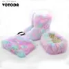 Snow Headband Furry Boots with Enkle Women Bag Fluffy Plush Winter Warm Shoes Flat High Fur Boot T230829 689