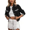 Damenjacken Mode Kurze Jeansjacke Gespleißter Leopardenmuster Gewaschener Mantel Motorrad Streetwear L5