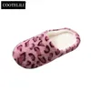 Slippers COOTELILI Women Home Slippers With Faux Fur Flats Heel Winter Shoes Keep Warm Shoes For Woman Leopard Print Basic 36-45 T230828