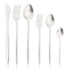 Ensembles de vaisselle Drmfiy Matte 6 pièces fourchettes cuillères couteaux ensemble argent couverts cuisine maison couverts 304 vaisselle en acier inoxydable