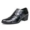 Zapatos de vestir Aumento formal 6 cm Hombres Boda Tacón alto Cordones Cuero de negocios 37-44 Carrera